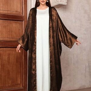 Chic Brown Satin Kimono